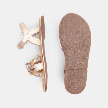 صنادل بأشرطة جلدية مضفرة لامعة للفتيات